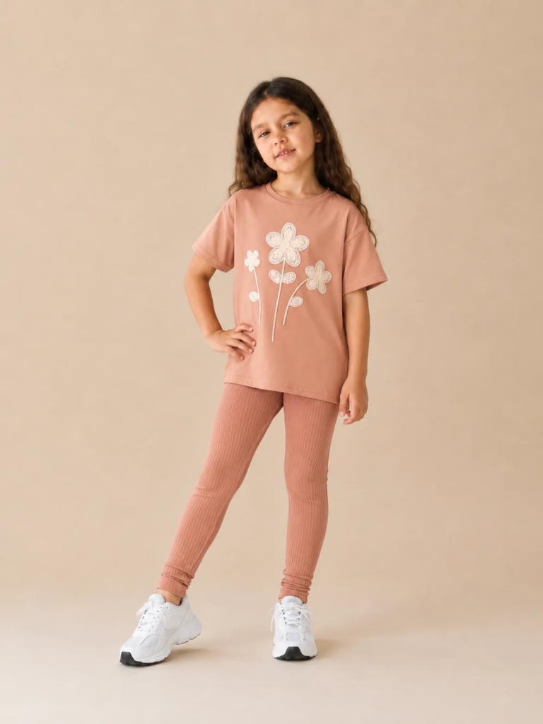 Set caramel fleurs blanches