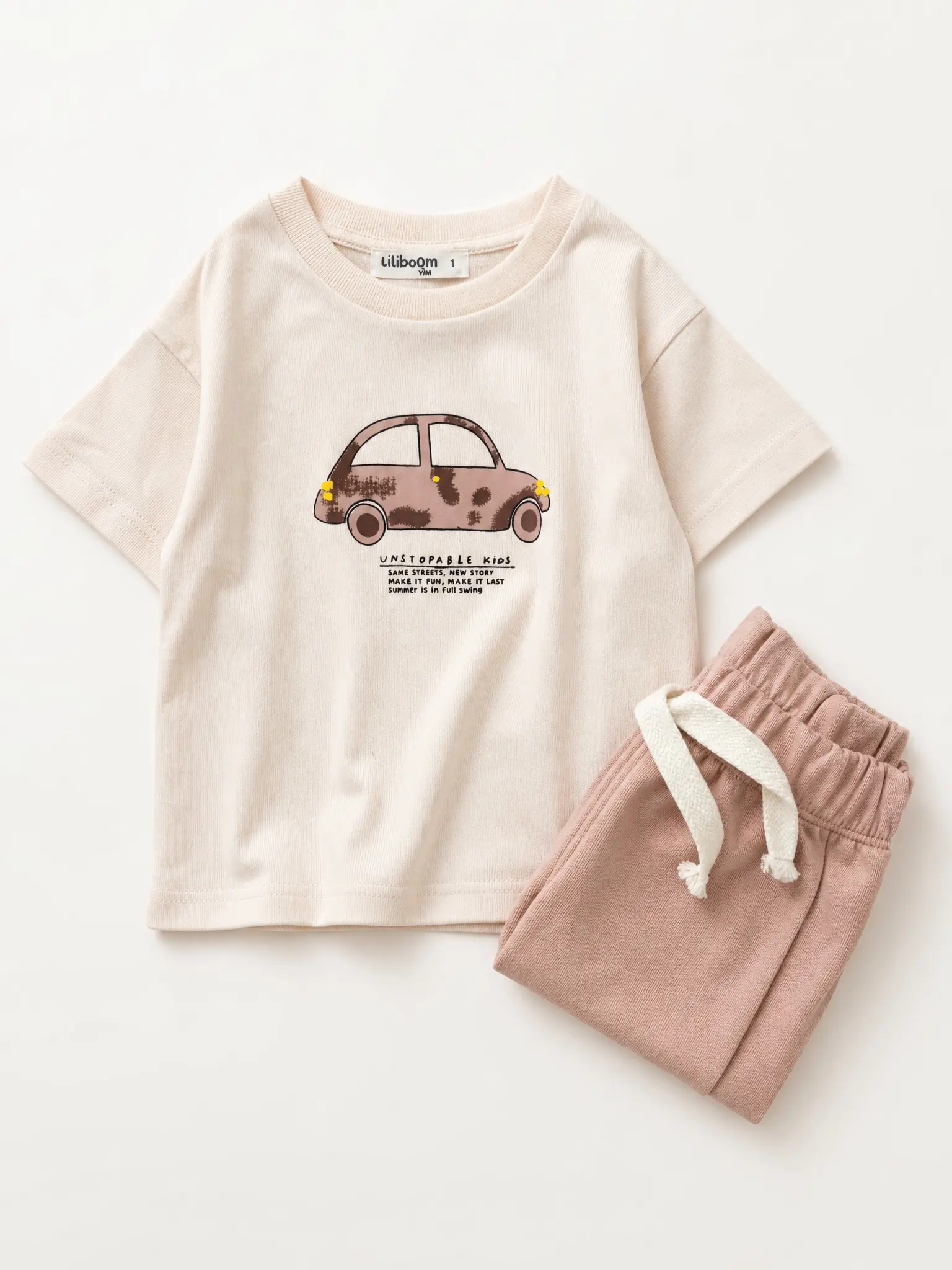 Ensemble Garçon "Retro Car" – Beige hover