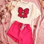 Set fillette short papillon rose - Vêtement fille tendance Stylish Kids Tunisie