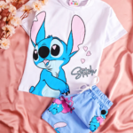 Ensemble Stitch Bleu - Vêtement fille tendance Stylish Kids Tunisie