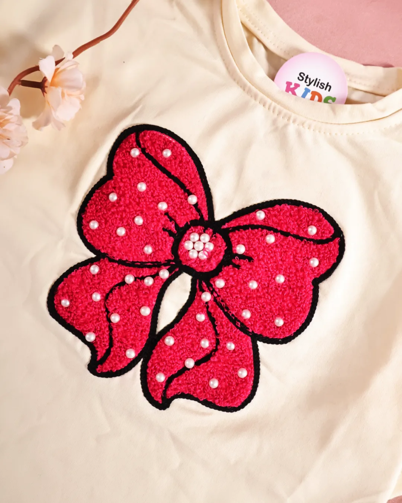 Set fillette short papillon rose