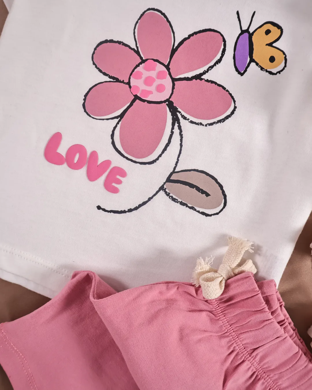 Ensemble Fille "Flower Love" – Rose Foncé hover