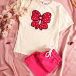 Vue 3 Set fillette short papillon rose - Collection fille Stylish Kids
