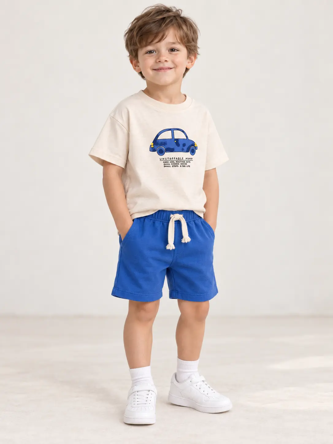 Ensemble Garçon "Retro Car" – Bleu - Vêtement enfant tendance Stylish Kids Tunisie
