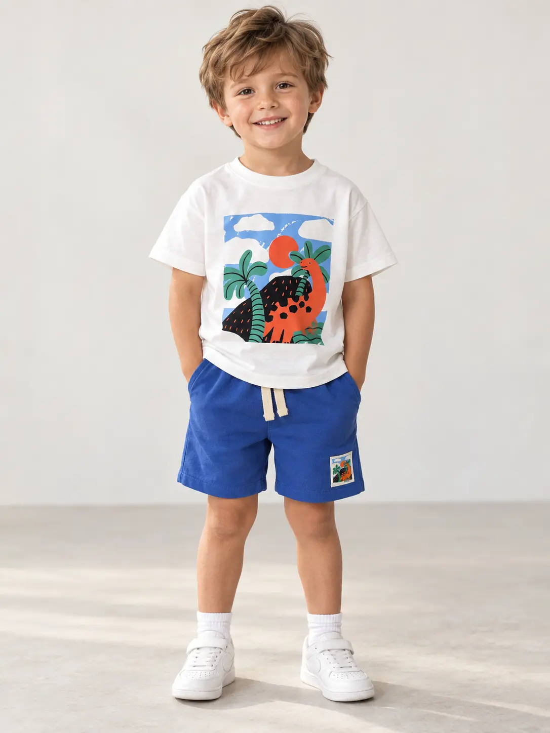 Ensemble Garçon "Dino Landscape" – Bleu - Vêtement enfant tendance Stylish Kids Tunisie