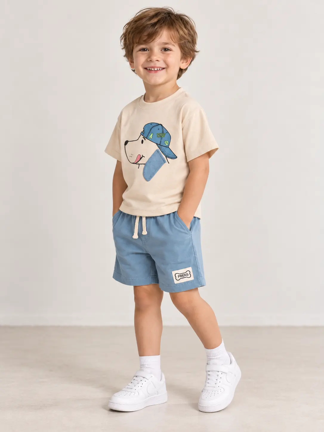Ensemble Garçon "Puppy Cap" – Bleu Ciel - Vêtement enfant tendance Stylish Kids Tunisie