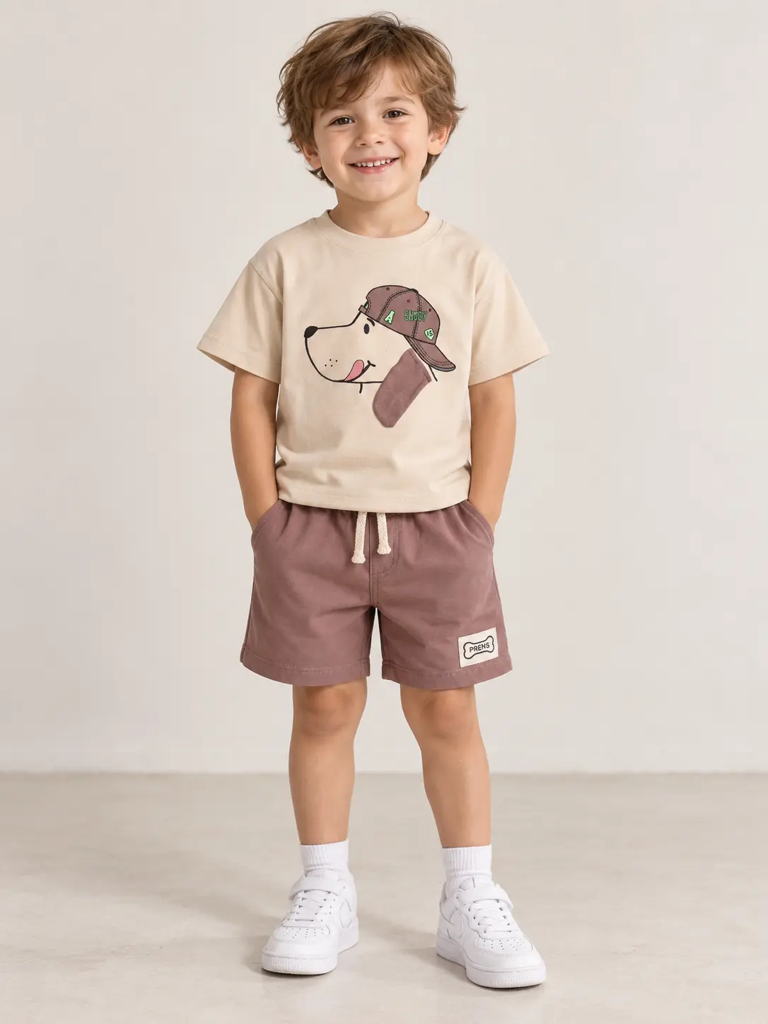 Ensemble Garçon "Puppy Cap" – Marron - Vêtement enfant tendance Stylish Kids Tunisie