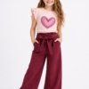 Tenue Fillette Bordeaux Motif Cœur — Stylish Kids Tunisie