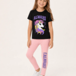 Ensemble licorne noir / saumon - Vêtement enfant tendance Stylish Kids Tunisie