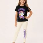 Ensemble licorne noir / beige - Vêtement fille tendance Stylish Kids Tunisie