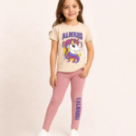 Ensemble licorne beige / rose nude - Vêtement enfant tendance Stylish Kids Tunisie