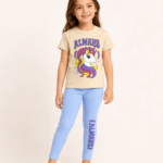 Ensemble licorne beige / bleu - Vêtement enfant tendance Stylish Kids Tunisie