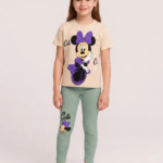Ensemble Fille Minnie Cute – Beige & Vert - Vêtement fille tendance Stylish Kids Tunisie