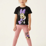 Ensemble Fille Minnie Cute – Noir & Rose nude - Vêtement fille tendance Stylish Kids Tunisie