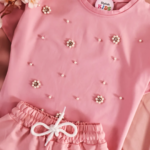 Ensemble Rose Clair Perlé - Vêtement enfant tendance Stylish Kids Tunisie