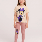 Ensemble Fille Minnie Cute – Beige & Rose nude - Vêtement fille tendance Stylish Kids Tunisie