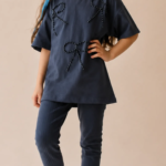 Détail tissu finitions et coupe Ensemble Fille Noir Nœuds - Mode enfant Tunisie