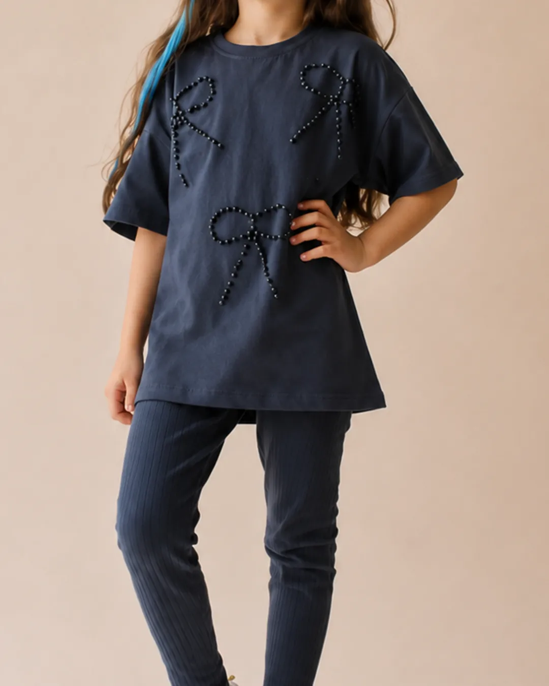 Ensemble Fille Noir Nœuds hover