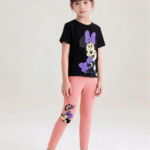 Ensemble Fille Minnie Cute – Noir & Saumon - Vêtement fille tendance Stylish Kids Tunisie
