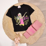 Ensemble Fille Elsa – Noir & Rose nude - Vêtement fille tendance Stylish Kids Tunisie