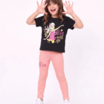 Ensemble Fille Elsa – Noir & Saumon - Vêtement fille tendance Stylish Kids Tunisie