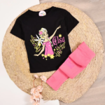 Ensemble Fille Elsa – Noir & Rose - Vêtement fille tendance Stylish Kids Tunisie