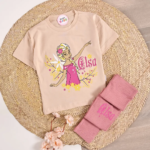 Ensemble Fille Elsa – Beige & Rose nude - Vêtement fille tendance Stylish Kids Tunisie