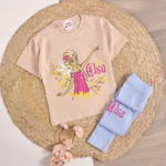 Ensemble Fille Elsa – Beige & Bleu - Vêtement fille tendance Stylish Kids Tunisie