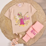 Ensemble Fille Elsa – Beige & Saumon - Vêtement fille tendance Stylish Kids Tunisie