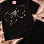 Détail tissu finitions et coupe Ensemble Fille Noir Papillon - Mode enfant Tunisie