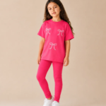 Ensemble Fuchsia Nœuds - Vêtement fille tendance Stylish Kids Tunisie