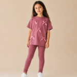 Ensemble Fille Rose Ruban - Vêtement fille tendance Stylish Kids Tunisie