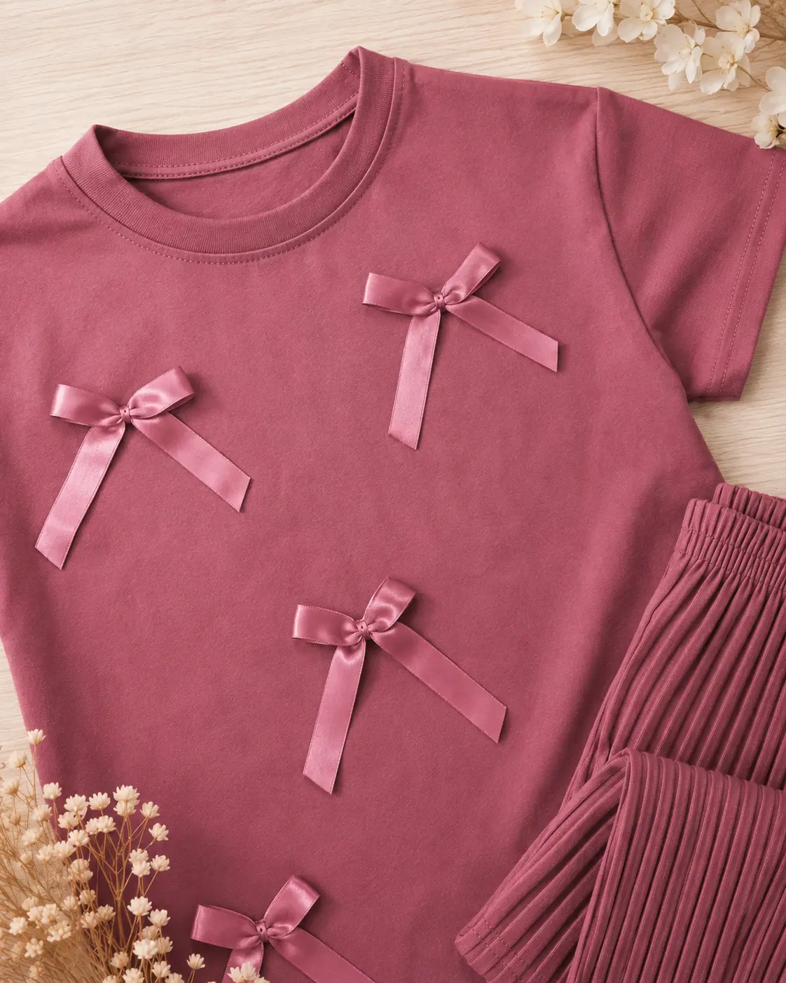 Ensemble Fille Rose Ruban hover