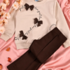 Ensemble Fille Molleton Nœuds Relief – Beige & Marron — Stylish Kids Tunisie