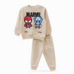 Ensemble garçon molleton non gratté beige Marvel Spider-Man et Captain America - Mode garçon Tunisie Stylish Kids