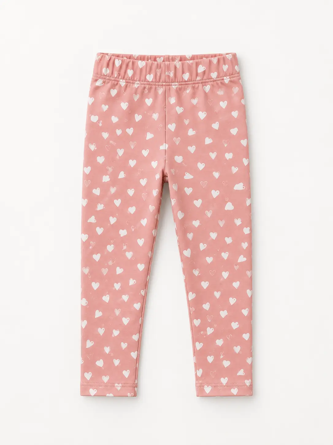 Legging fille saumon à petits cœurs blancs - Vêtements enfant Tunisie Stylish Kids