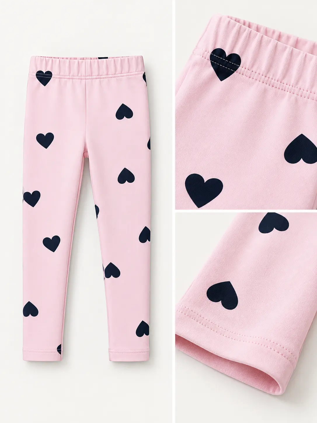 Legging Rose Clair Cœurs Noirs hover