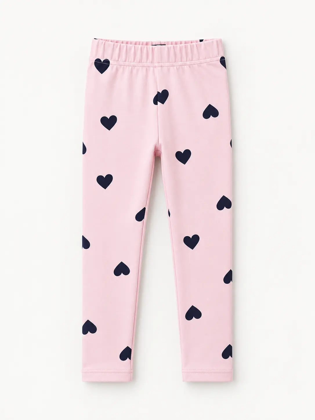 Legging fille rose clair motifs cœurs noirs - Pantalon fille Tunisie Stylish Kids