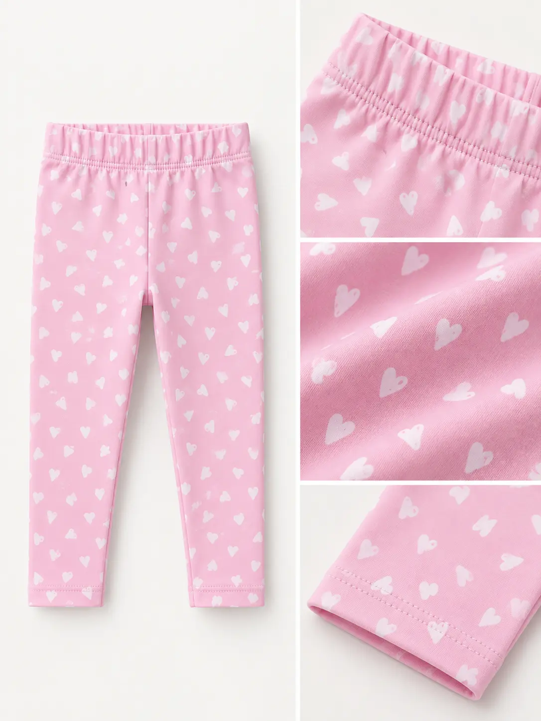 Legging Rose Cœurs Blancs hover