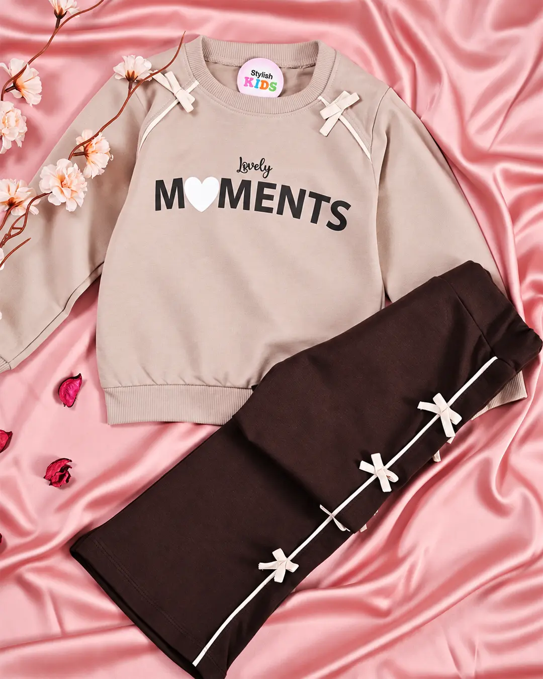 Ensemble Fille Molleton Lovely Moments Beige et Chocolat - Mode fille Tunisie Stylish Kids