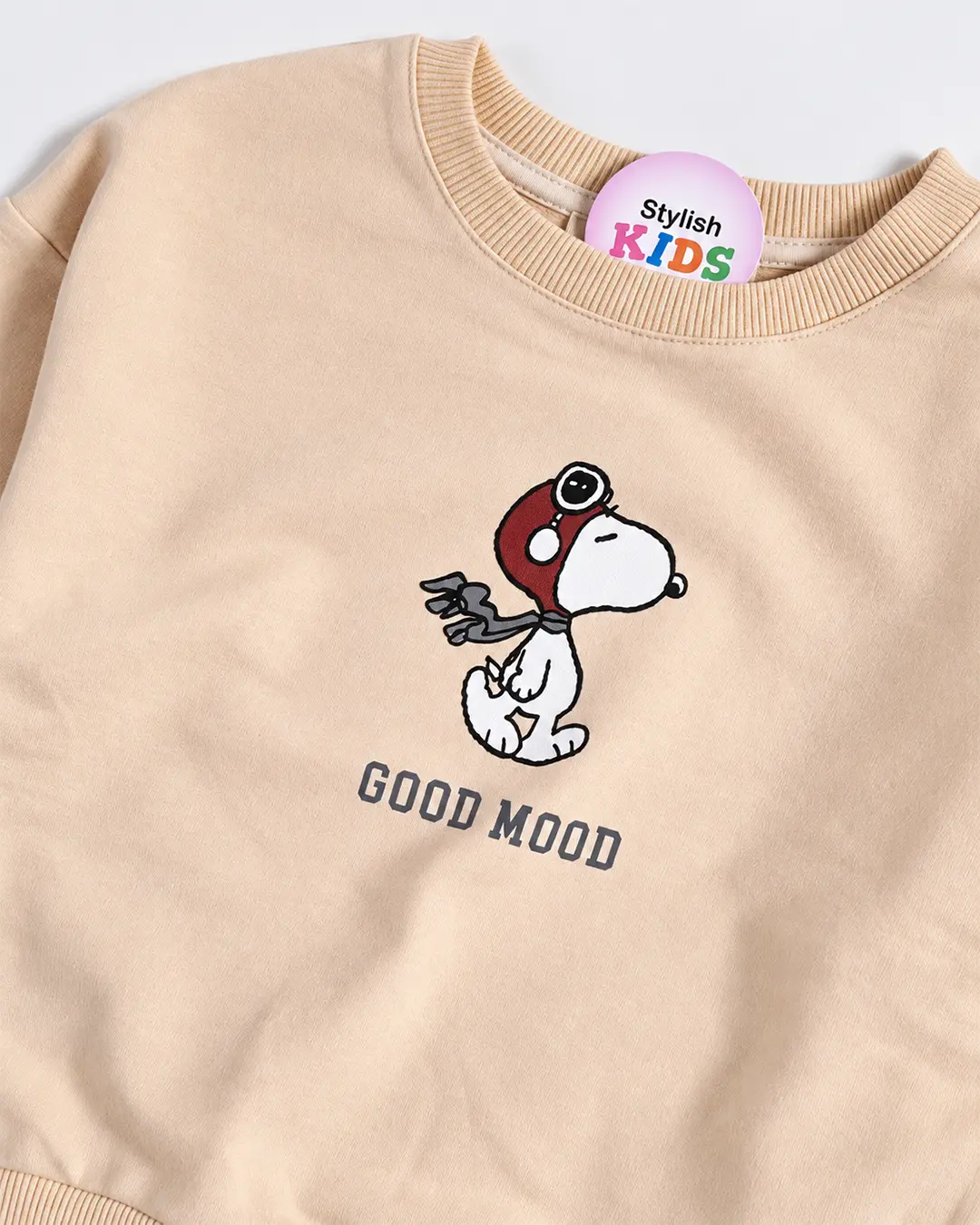 Ensemble Garcon Snoopy Beige et Gris vue complete dos et face - Stylish Kids Tunisie