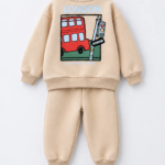 Dos du sweat beige avec grand bus londonien garçon - Stylish Kids Tunisie