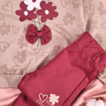 Détail nœud bordeaux en relief et sweat fleuri molleton fille - Stylish Kids Tunisie