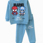 Ensemble garçon molleton non gratté bleu Marvel Spider-Man et Captain America - Stylish Kids Tunisie