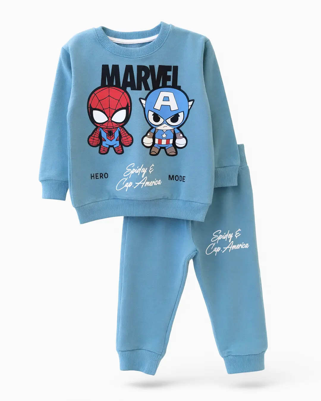Ensemble garçon molleton non gratté bleu Marvel Spider-Man et Captain America - Stylish Kids Tunisie