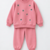Ensemble Fille Molleton Fleuri – Vieux Rose — Stylish Kids Tunisie