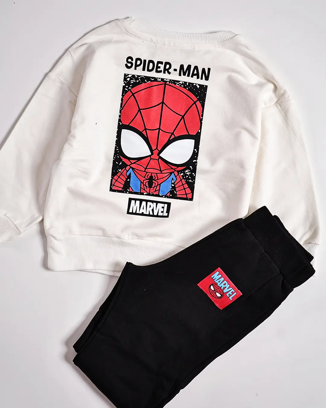Détail sweat écru Spider-Man garçon - Stylish Kids Tunisie