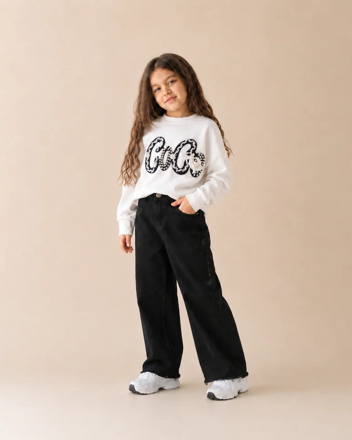 Ensemble Fillette Coco blanc & Jeans – Limited Edition hover