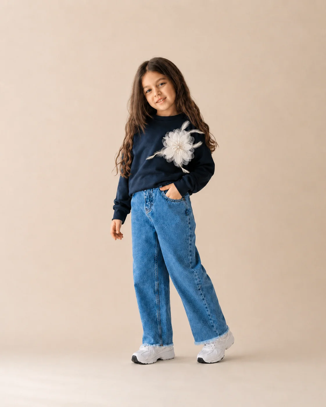 Ensemble Fillette bleu marine & Jeans – Limited Edition hover
