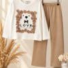 Ensemble Fillette Love Fleuri Beige — Stylish Kids Tunisie